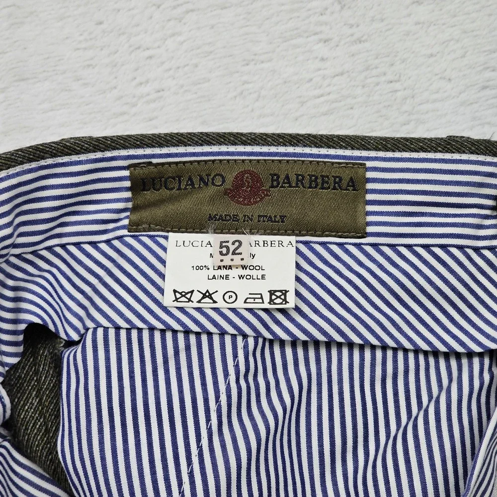 Luciano Barbera Dress Pants Mens 52 34x30 Brown Trousers Wool Flat Front Italy